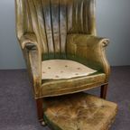 Onvoorstelbaar Mooi Gepatineerde Antieke Wingback Bibliotheekstoel, Oorfauteuil thumbnail 9