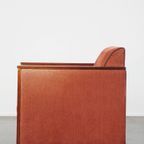 Luxe Art Deco Design Fauteuil Met Rode Stoffen Bekleding En Houten Details thumbnail 6
