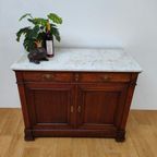 Vintage Frans Dressoir Commode Ladekast Badkamermeubel Met Marmer Blad 301 thumbnail 2