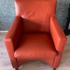 2X Leolux Dolcinea Fauteuil + Hocker | Roodbruin/Cognac Leer thumbnail 29