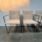 Vier Arco Frame Eetkamerstoelen, Crème Bekleding, Burkhard Vogtherr thumbnail 8