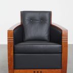 Luxe Art Deco Schuitema Design Fauteuil Model Frank Uit De Decoforma Serie Met Zwart Leer thumbnail 3
