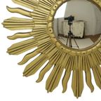 Vintage Zonnespiegel Sunburst Spiegel Convex Goud Hars 48Cm thumbnail 3