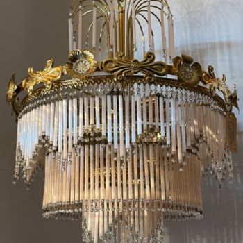Italiaanse Opaliserende Hollywood Vintage Regency Hanglamp