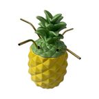 Vintage - Ceramic Tiki Mug - Pineapple Shaped - Including 4 New Brass Straws thumbnail 5