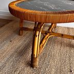 Sale ! Rotan Bamboe Salontafel Met Marmer Look Vintage thumbnail 5