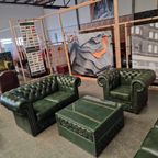 Chesterfield Brighton Antiek Groen – 1+2+3-Zits Bankset Met Salontafel thumbnail 4