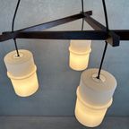 Vintage ‘japandi’ Hanglamp Teak En Opaline thumbnail 5