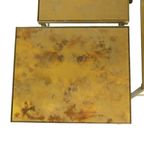 Design Set Van 3 Nesttafels Messing Koper Glas Goud Stijl Maison Jansen thumbnail 10