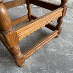 Set Of 8 Wooden And Leather Antique Flemish Chairs. thumbnail 10