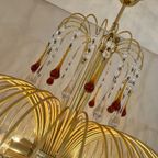 Xxl Murano Teardrop Kroonluchter Hanglamp Vintage Goud Frame thumbnail 8