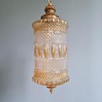 Grote Hanglamp Van Glas En Messing, Type Lantaarn, 1960 thumbnail 2