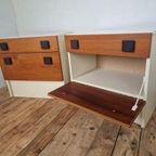 Vintage Mid Century Teak Nachtkastjes Met Klep thumbnail 5