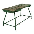 Unieke Groene Industriële Werkbank Werktafel Hout Metaal 160Cm thumbnail 12