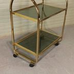 Vintage Italiaans Bar Cart Trolley, Goud thumbnail 9