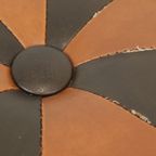 Vierkante Poef Skai Kunstleder Bruin Camel Patchwork 41cm thumbnail 12