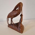 Teakhouten Artdeco Vogel Beeld Vintage Beeld thumbnail 3
