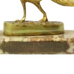 Art Deco Beeld Fazant Sculptuur Verguld Brons Marmer Jaren 20 thumbnail 4