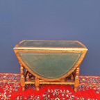 Antieke Engelse Hangoor Tafel Met Groen Leer Ingelegd Blad thumbnail 11