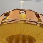 Vintage Hanglamp Met Kap Van Rotan, Palmblad En Stof, Jaren 70 thumbnail 15