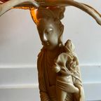 Quanyin Chinese Lamp Met Lotus Kap Vintage thumbnail 11