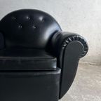 Pair Of Interbellum Club Sofa'S In Cognac Brown And Jet Black Colour. thumbnail 11
