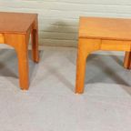 Set Van 2 Vintage Design Houten Bijzettafels Nachtkastjes thumbnail 5