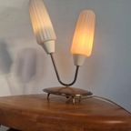 Zeldzame Jaren 50 Teak Melkglas Tafellamp Vintage Design thumbnail 5