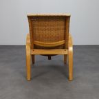 Rare Armchair In Wood And Woven Rattan, 1960s thumbnail 5