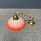 Vintage Messing Hanglamp Met Paraplu Glazen Kap thumbnail 15