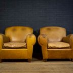 Set Of Leather French Clubchairs thumbnail 3