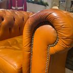 Engelse Bendic Chesterfield 2 Zits Bank + Clubfauteuil In Cognac Leder thumbnail 6