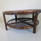 Mid Century Boho Manou Bamboe Salon Tafel Rond. thumbnail 8