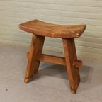 Vintage Japandi Stijl Houten Kruk thumbnail 2