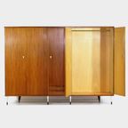 Grote Vintage 5-deurs Teak Kledingkast Italiaanse Stijl Jaren 60 thumbnail 2