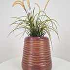 Vintage Aardewerk Geribbelde Cilinder Bloempot Vaas Pot '60 thumbnail 6