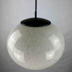 Rare Marbled White Globe Glass Pendant Light By Peill And Putzler, 1970 thumbnail 11