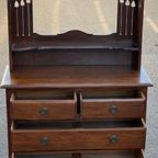 Engelse Art Deco Kaptafel Hout Met Spiegel Engels thumbnail 17