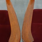 Set Van 4 Art Nouveau/ Jugendstil Design Schuitema Eetkamerstoelen Met Rode Stoffen Bekleding thumbnail 12