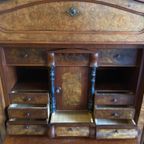 Antiek Notenhout Secretaire/ Klepsecretaire Met Veel Lades thumbnail 10