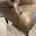 Stoere Engelse Chesterfield Lounge Fauteuil In Vintage Leer Nieuwstaat thumbnail 4