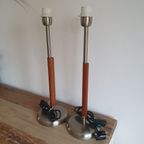 Design - Tafellampen - Kastlampen - Bedlampen - Rvs En Teak. thumbnail 6