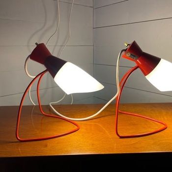 Paar Vintage Bureaulampen Van Jozef Hurka Voor Lidokov