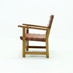 Brutalist Armchair In Pine And Cognac Leather 1960S thumbnail 3