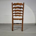 Set Of 4 Oak, Rustic, Farmhouse, Ladderback Dining Chairs With Rush Seats 1960S thumbnail 20