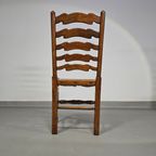Set Of 4 Oak, Rustic, Farmhouse, Ladderback Dining Chairs With Rush Seats 1960s thumbnail 20