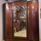 Vintage Mahonie Kledingkast, 3 Delig, Hang En Leg, Met Spiegeldeur 180 Cm Breed En 209 Cm Hoog thumbnail 10