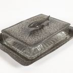 Unity Pewter - Art Deco - Caviar Dish - Glas - Tin - Gemerkt - Engeland - 2E Helft 20E Eeuw thumbnail 7