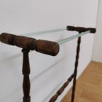 Vintage Antieke Houten Handdoekenrek Badkamer Rek thumbnail 5