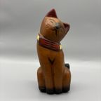 Vintage Houten Kat Handwerk thumbnail 2